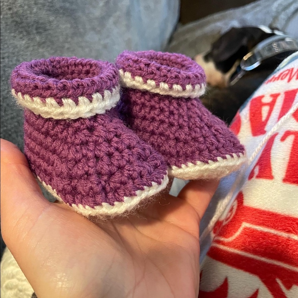 Hand made baby booties.